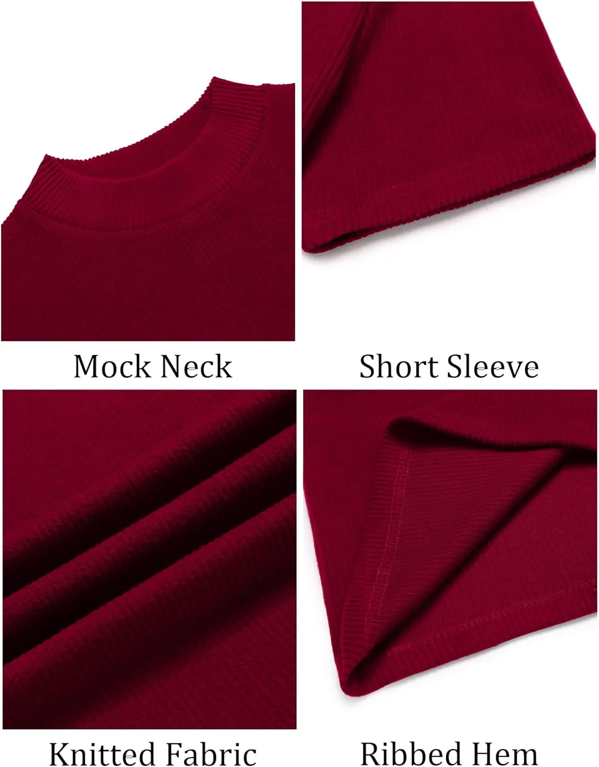 COOFANDY Mens Mock Turtleneck Sweater Short Sleeve Turtle Neck Sweaters Casual Ribbed Knited Pullover Tops Solid Basic Tee