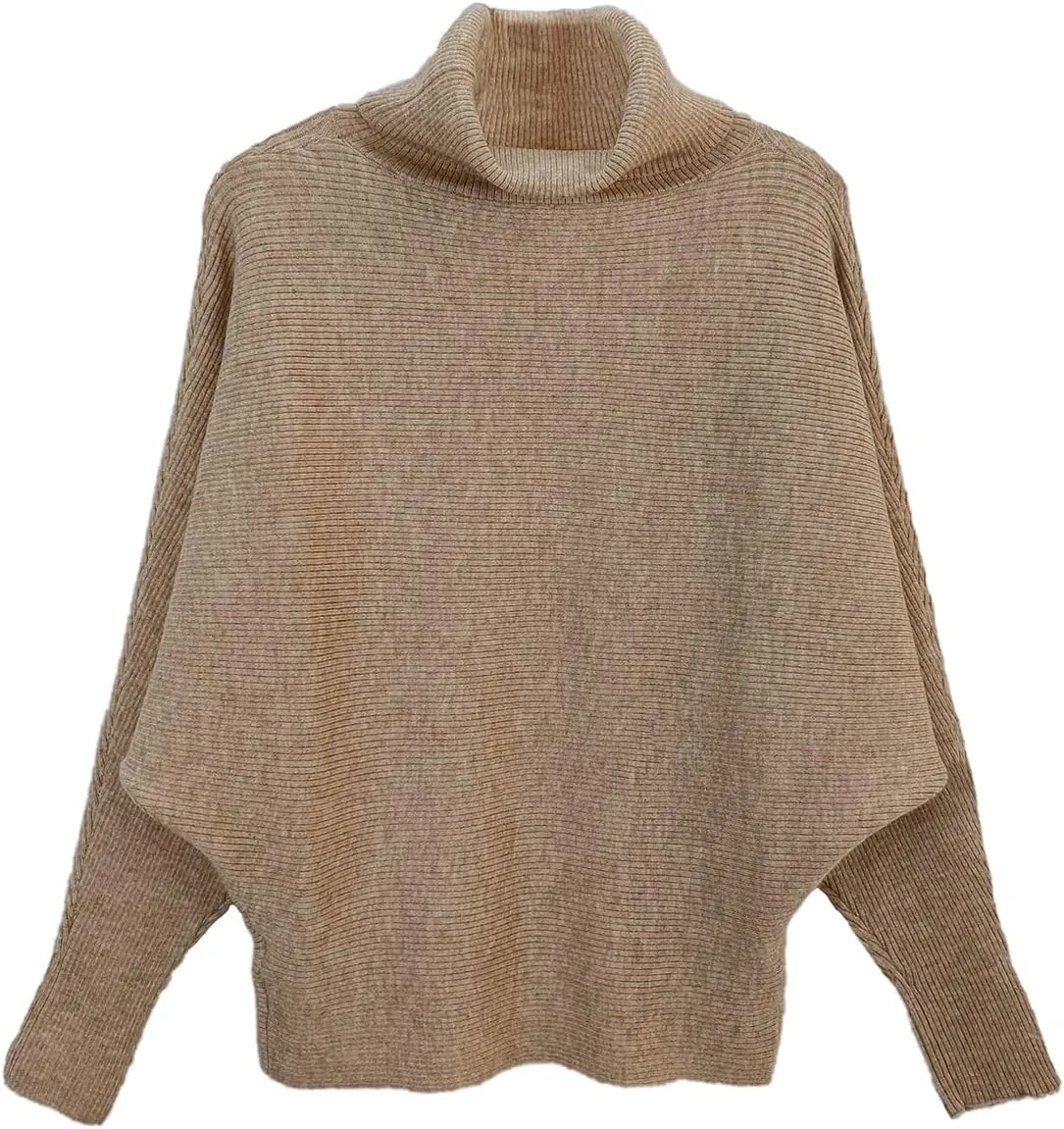 GABERLY Turtleneck Batwing Sleeves Dolman Knitted Oversized Sweaters and Pullovers Tops for Women