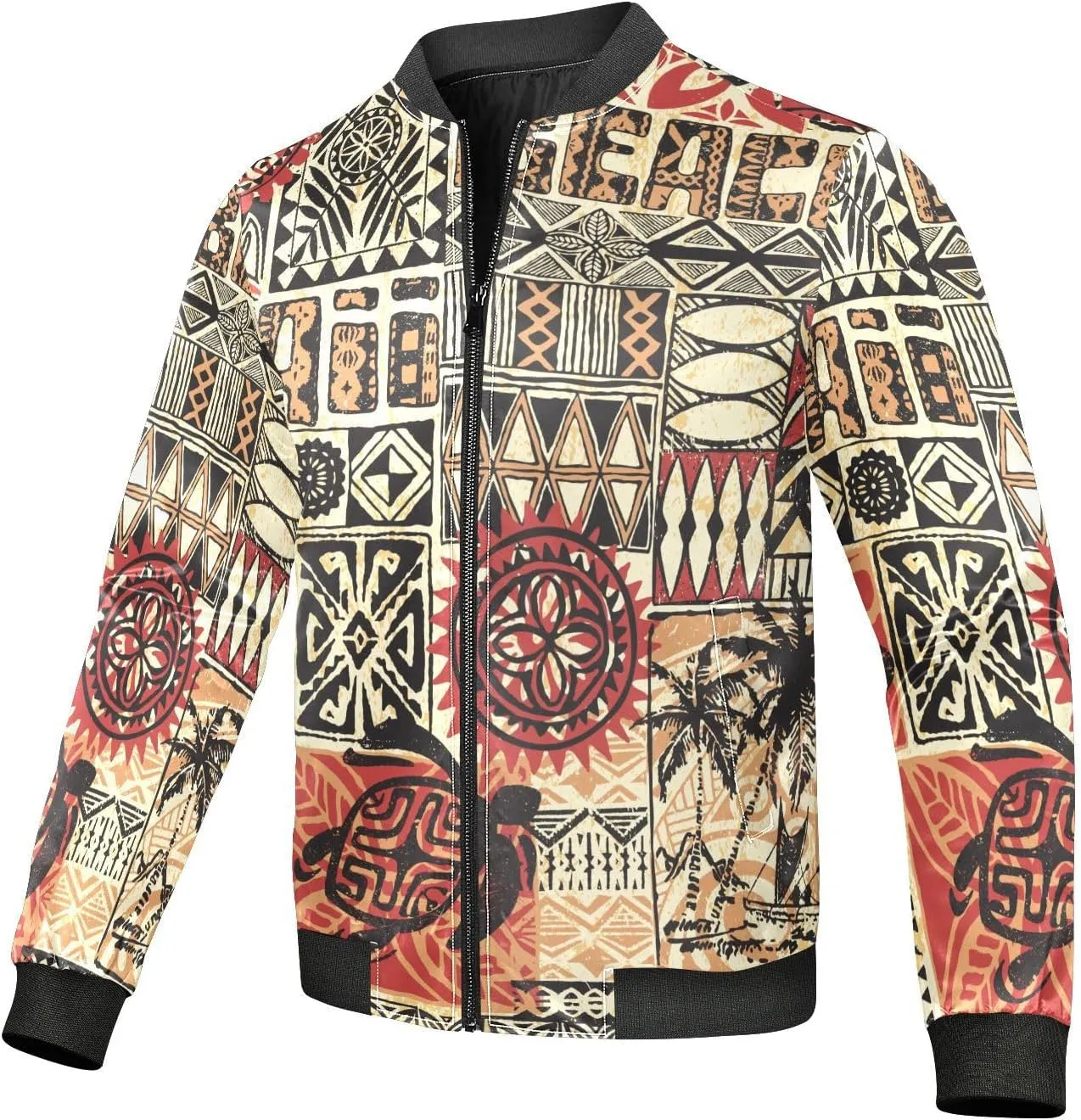 KLL Hawaiian Style Tribal Abstract Vintage Lightweight Jacket For Men Mens Jackets Windbreakers Men S Coats Small