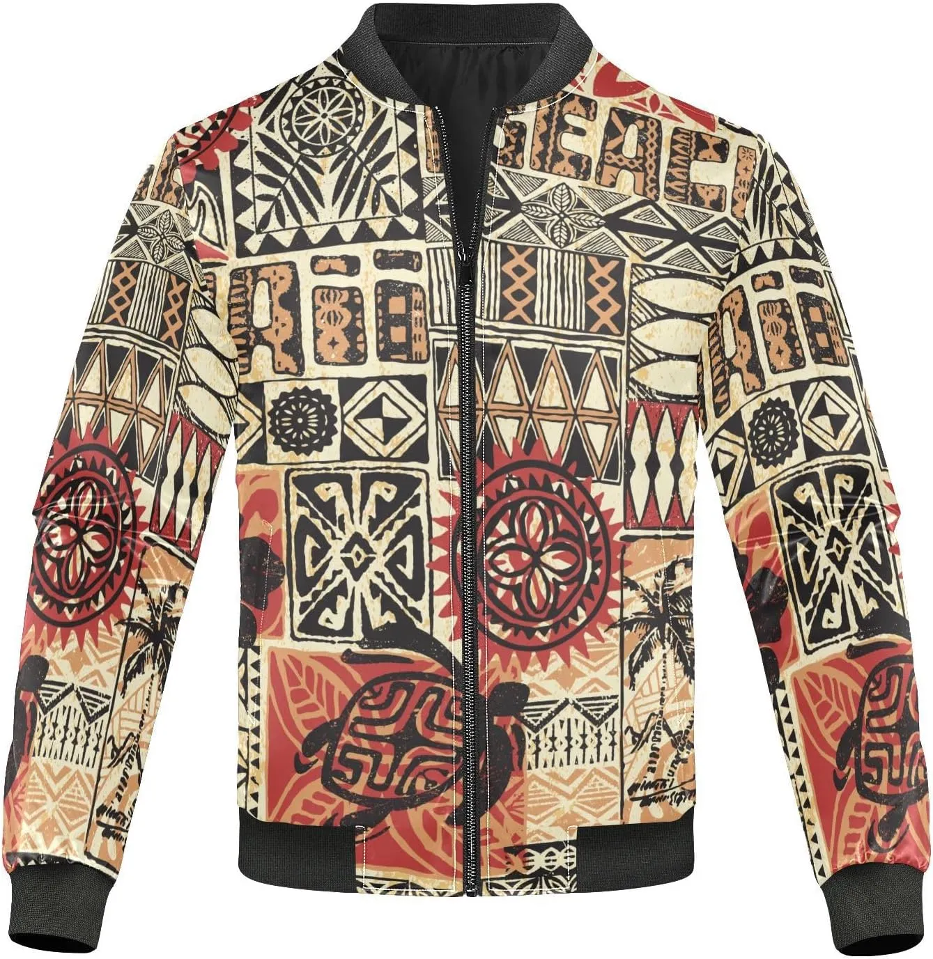 KLL Hawaiian Style Tribal Abstract Vintage Lightweight Jacket For Men Mens Jackets Windbreakers Men S Coats Small
