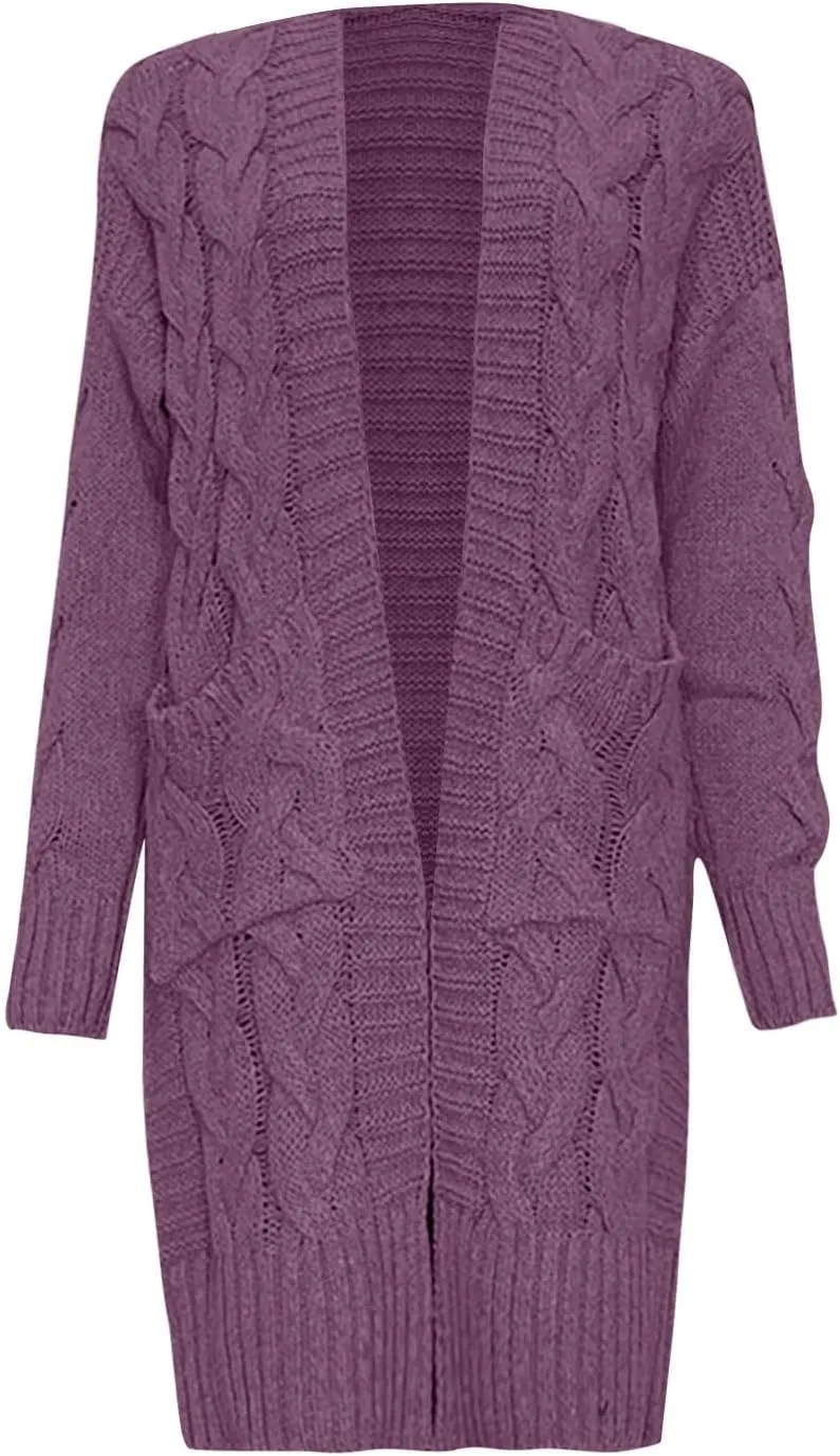 Long Maxi Oversized Cardigans for Women Lightweight Open Front Cable Knit Sweaters Oversized Knee Length Long Coats