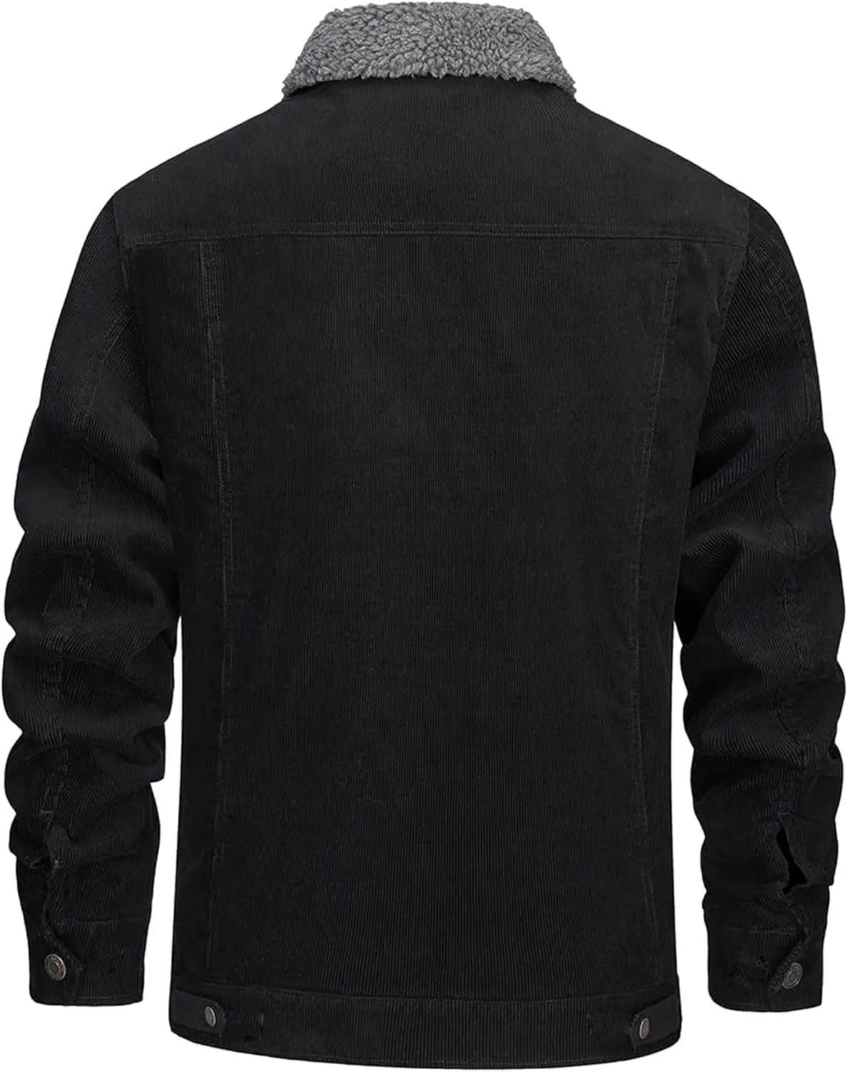 Men's Corduroy Sherpa Lined Trucker Jacket Turn-Down Collar Warm Winter Jacket Casual Coat for Men Multi Pockets