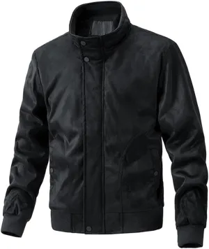 Mens Lightweight Fleece Bomber Jacket, Long Sleeve Varsity Jacket, Warm Cotton Cargo Work Jacket with Fleece Lining