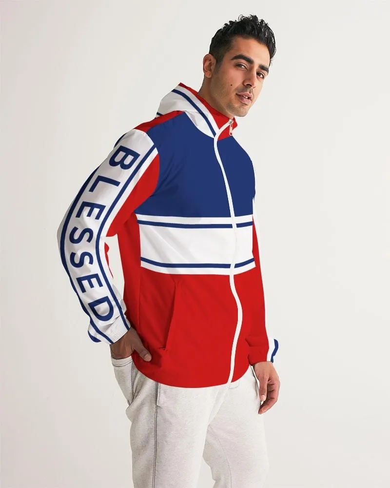 Mens Lightweight Windbreaker Jacket with Hood and Zipper Closure,