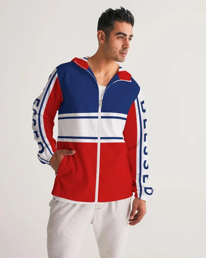 Mens Lightweight Windbreaker Jacket with Hood and Zipper Closure,