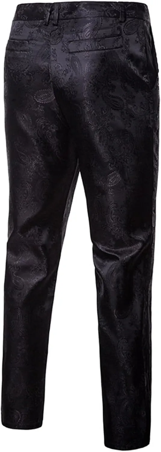 Men's Luxury Gold Dress Pants with Animal Printed Pants Flat Front Party Prom Dress Pants