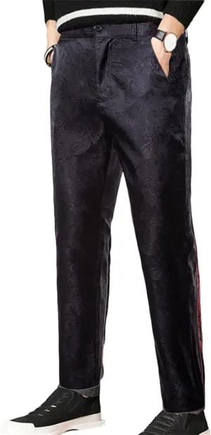 Men's Luxury Gold Dress Pants with Animal Printed Pants Flat Front Party Prom Dress Pants