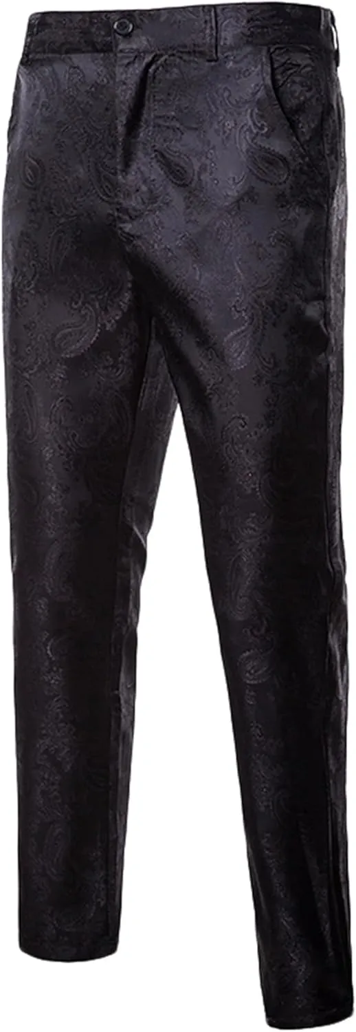 Men's Luxury Gold Dress Pants with Animal Printed Pants Flat Front Party Prom Dress Pants