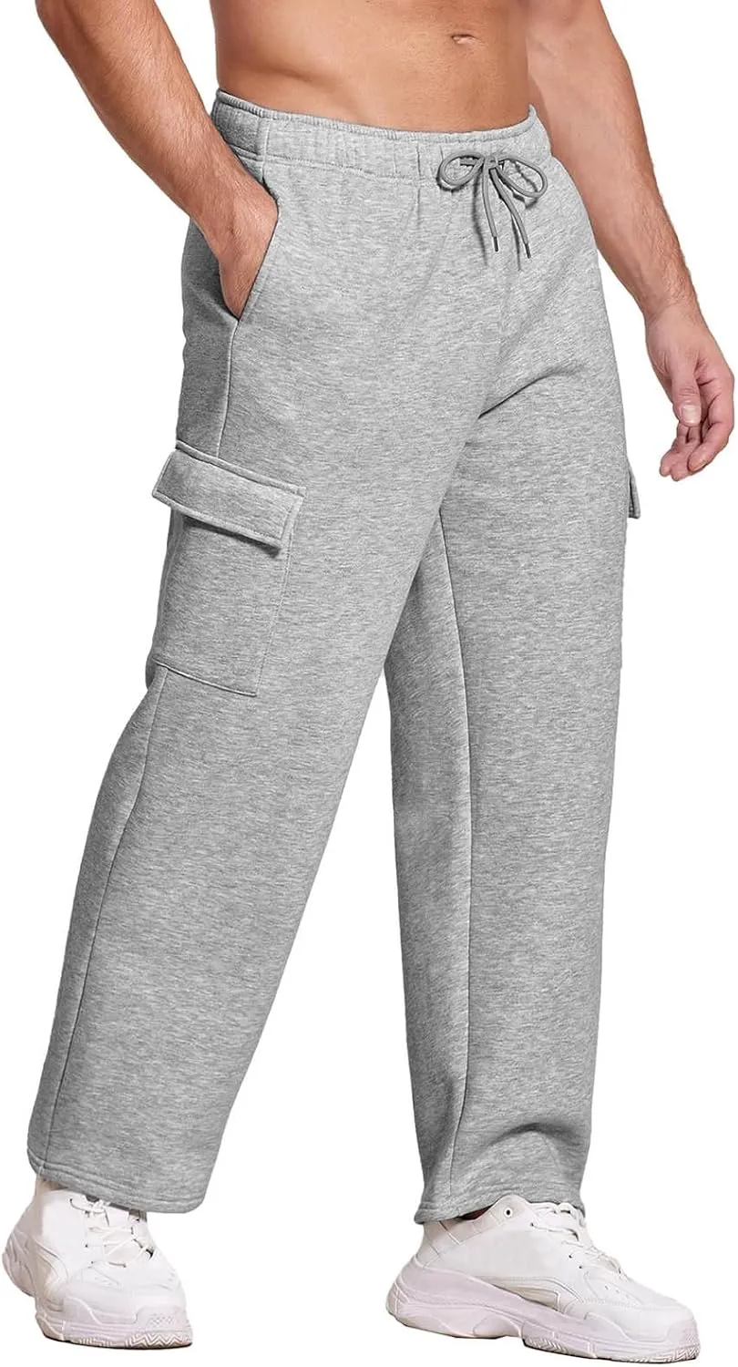 Mens Spring and Autumn Sweatpants Cotton Casual Outdoor Sports Pants Elastic Waist Drawstring Athletic Hiking Chinos