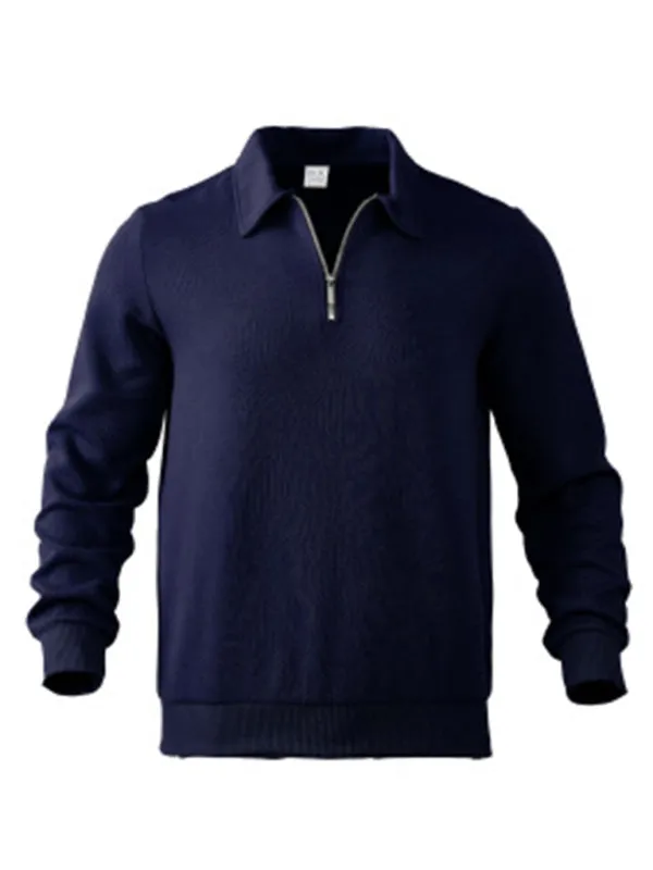 Men's Textured Chevron Zip-Up Pullover