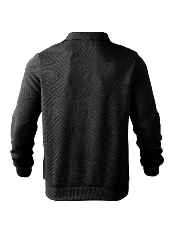 Men's Textured Chevron Zip-Up Pullover