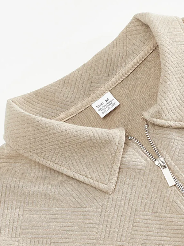 Men's Textured Chevron Zip-Up Pullover