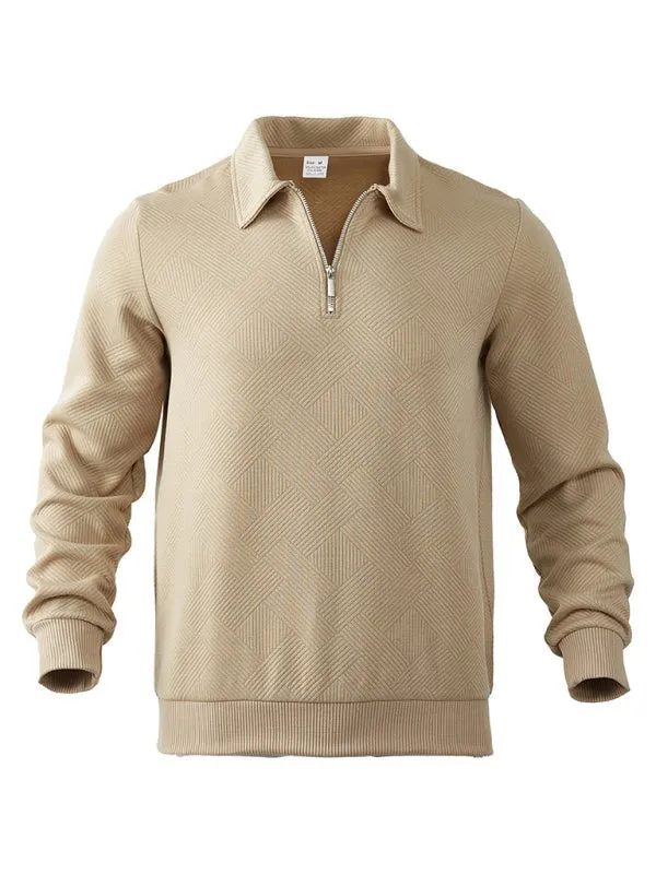 Men's Textured Chevron Zip-Up Pullover