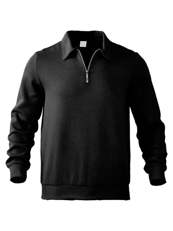 Men's Textured Chevron Zip-Up Pullover