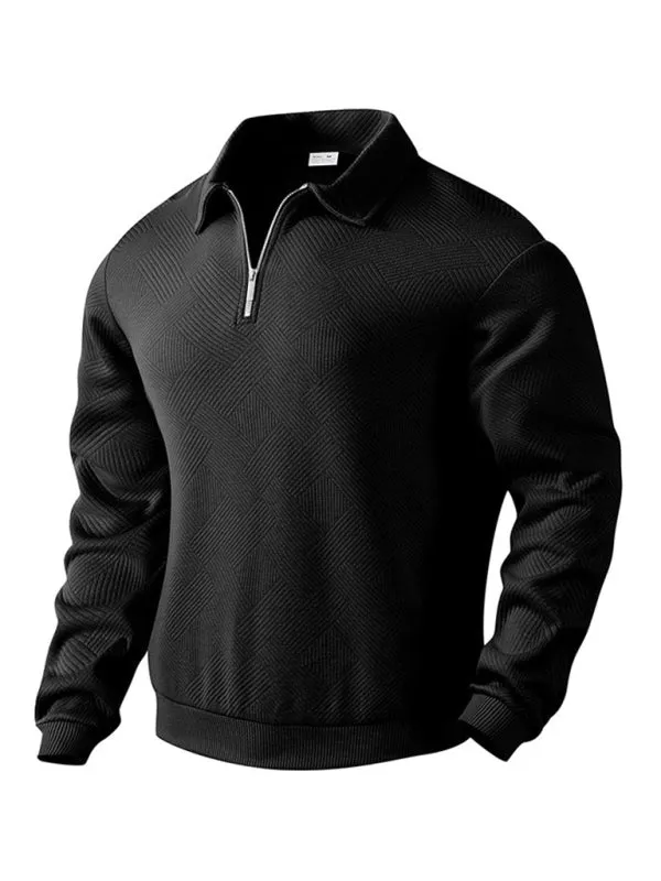 Men's Textured Chevron Zip-Up Pullover