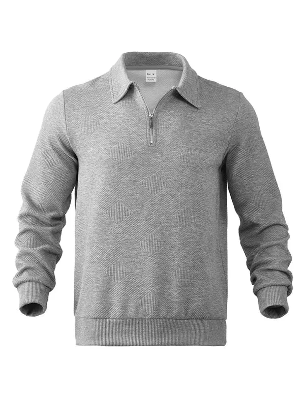 Men's Textured Chevron Zip-Up Pullover