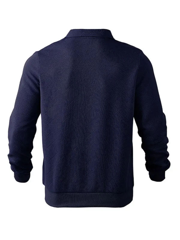 Men's Textured Chevron Zip-Up Pullover