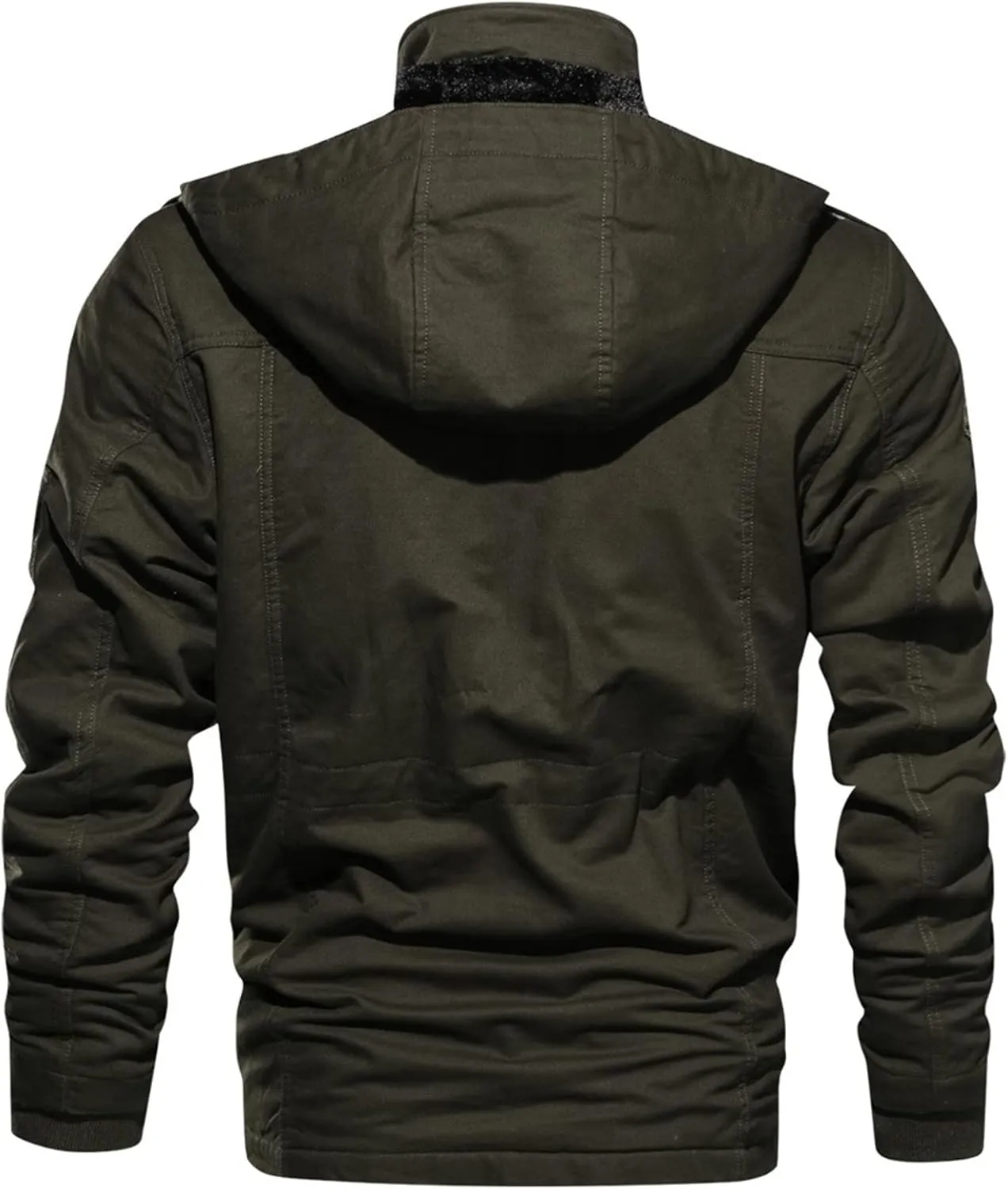Mens Winter Jacket Cotton Military Jackets Fleece Lined Thick Work Coats Sherpa Cargo Paka Jacket with Removable Hooded
