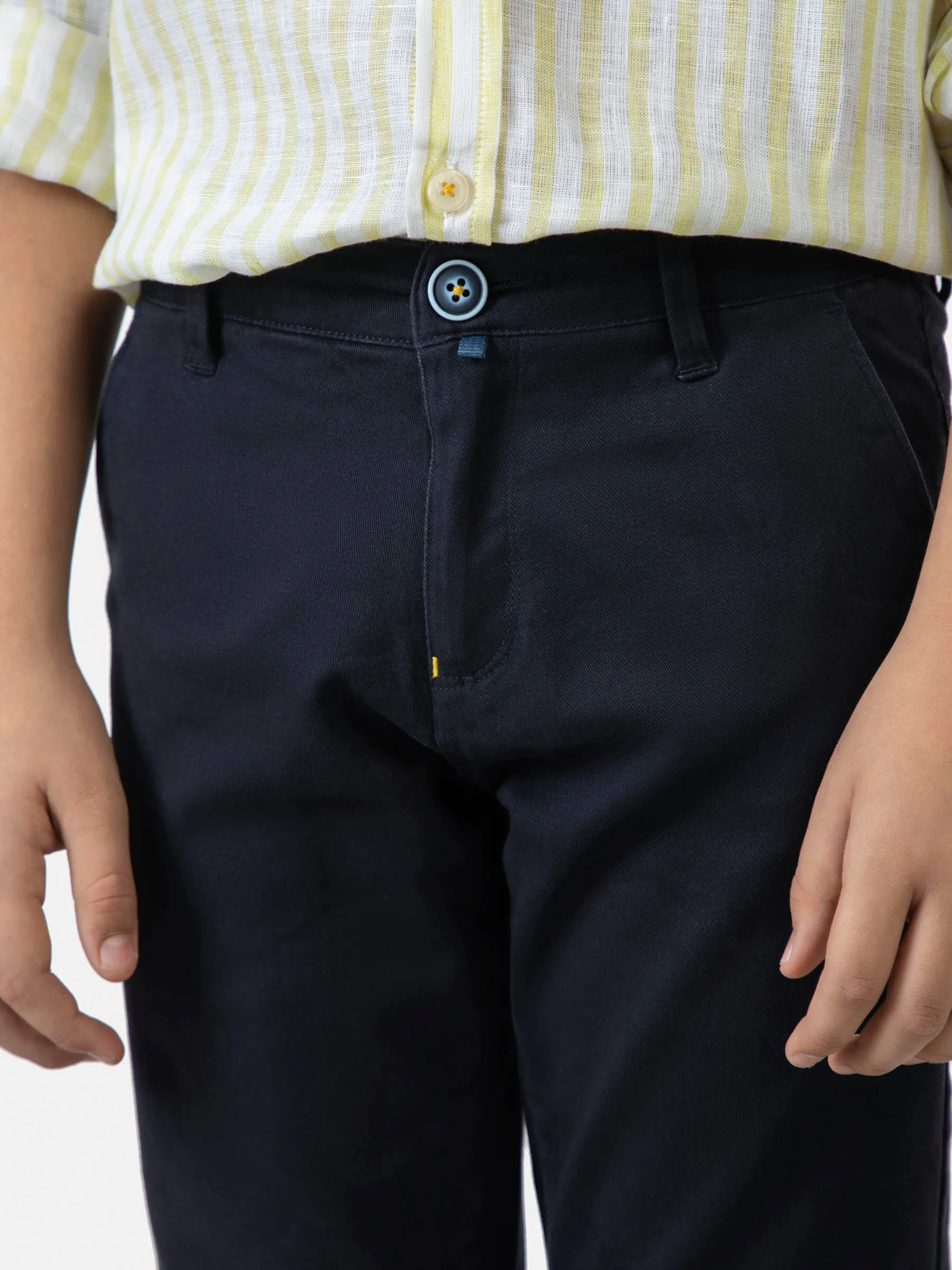 Navy Blue Casual Chino With Back Detailing