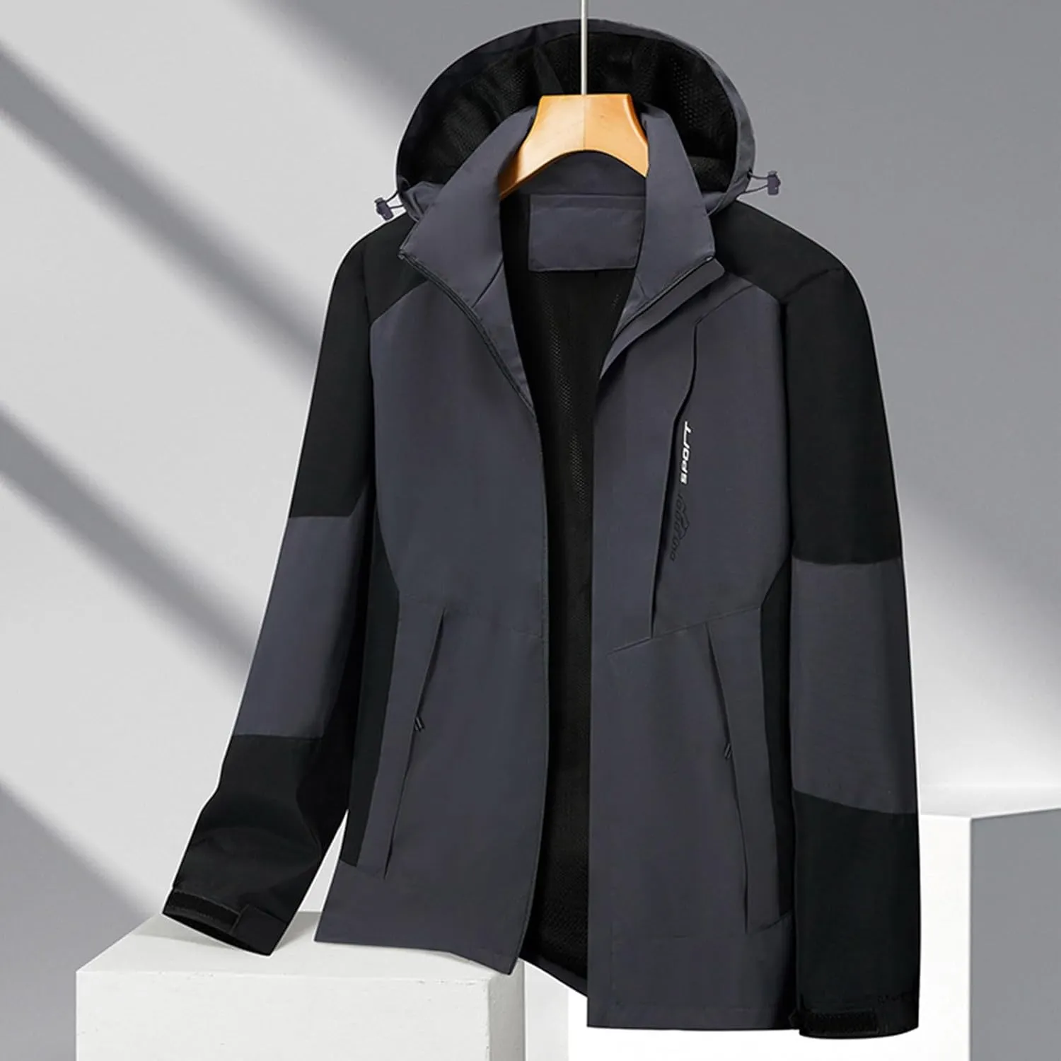 Rain Jacket for Men Waterproof Raincoat Lightweight Rain Jackets Oversized Outdoor Rain Coat Windbreaker with Hood