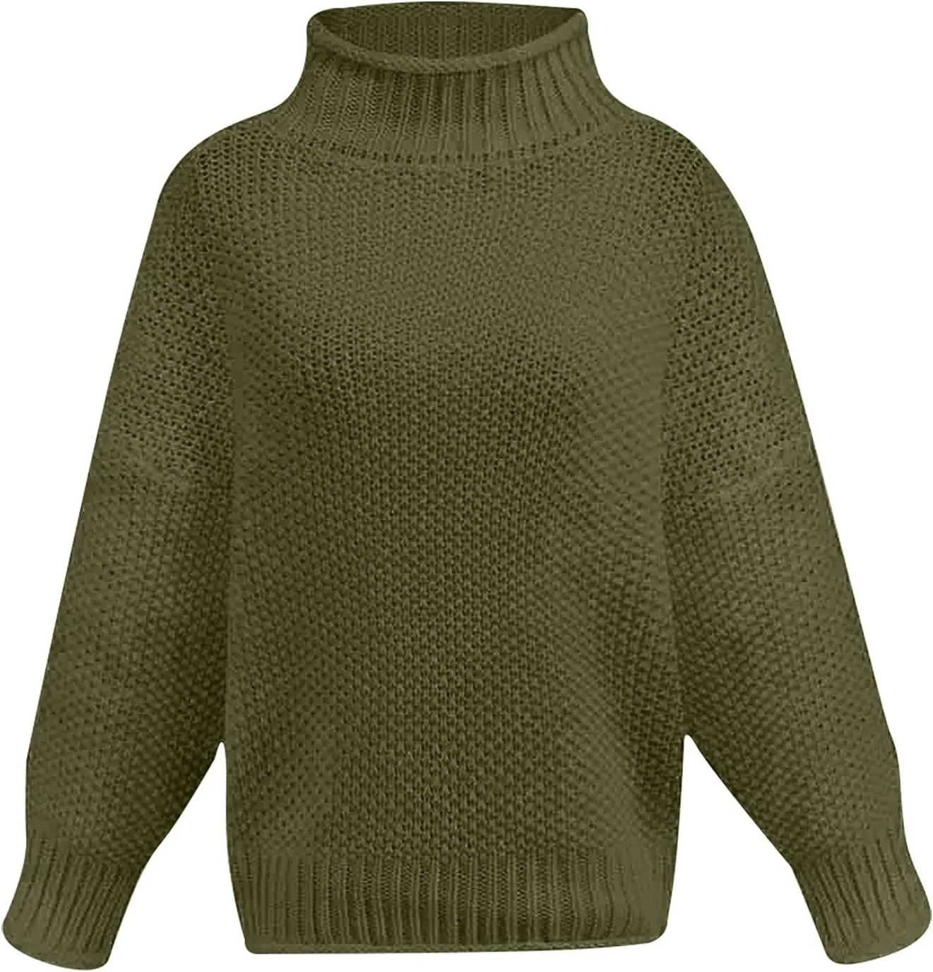 Women Mock Neck Long Batwing Sleeve Sweaters Trending 2023 Fall Winter Clothes Chunky Cable Knit Pullover